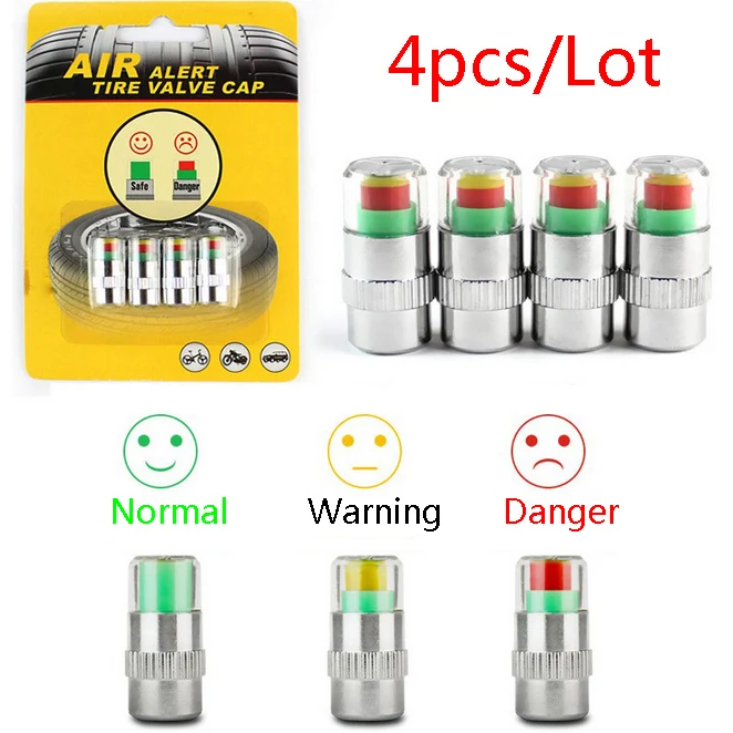 

2.0 Bar 30 PSI Auto Car Tire Pressure Monitor Valve Stem Cap Sensor Indicator Alert Diagnostic Tools Kits 4PCS