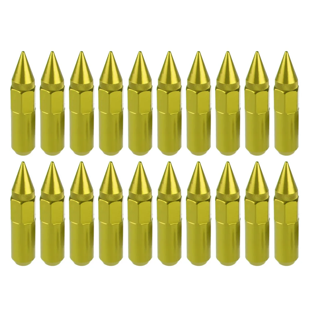 Золотой Wupp 20 шт. наконечники гайки m12x1.25 мм Луг гайки шипами Расширенный тюнер алюминиевые колеса Крышка колесных дисков шипами Алюминиевый сплав колеса автомобиля#619g35 - Название цвета: Золотой