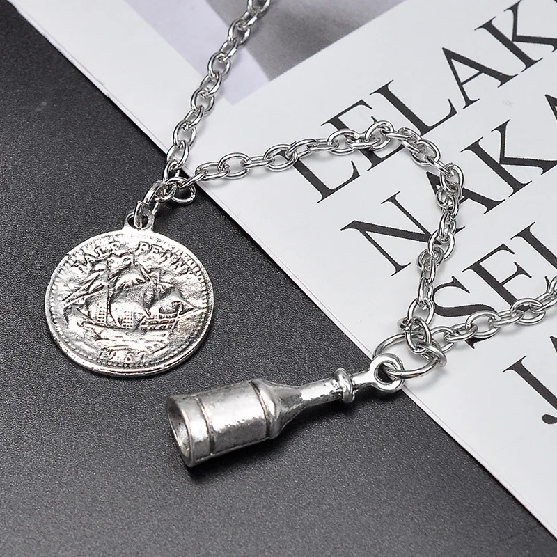 Новинка 2019 разноцветная винтажная подвеска-хип-хоп серебряного цвета Длинная