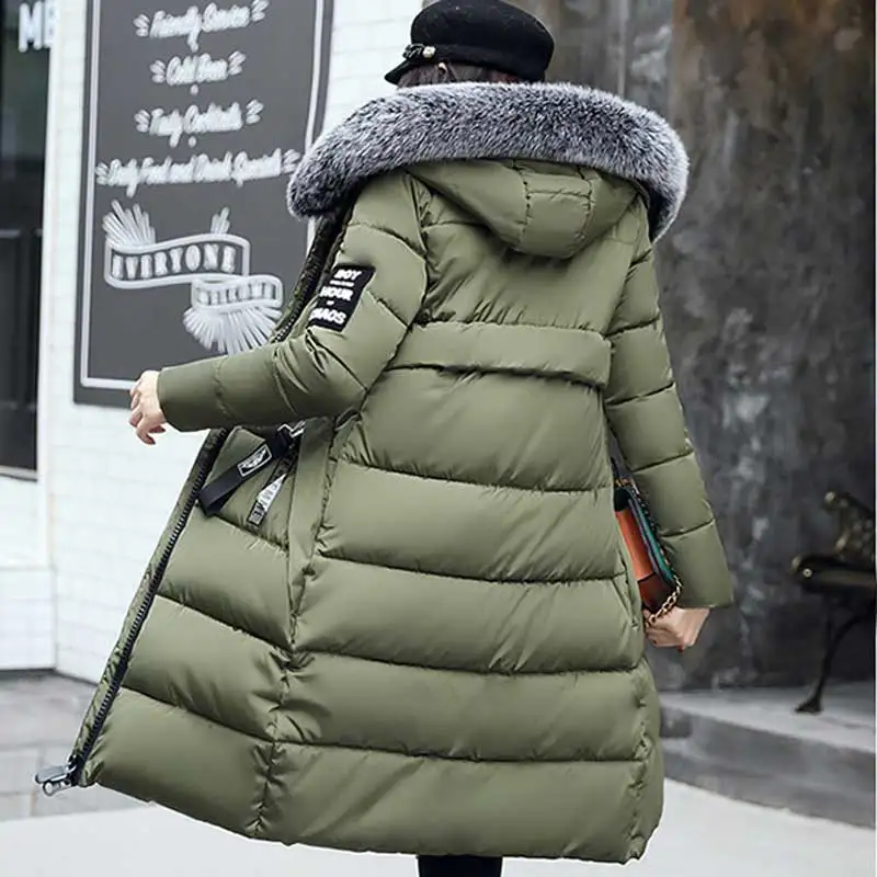 HEE GRAND/Женская парка с меховым воротником длинная теплая капюшоном на весну осень