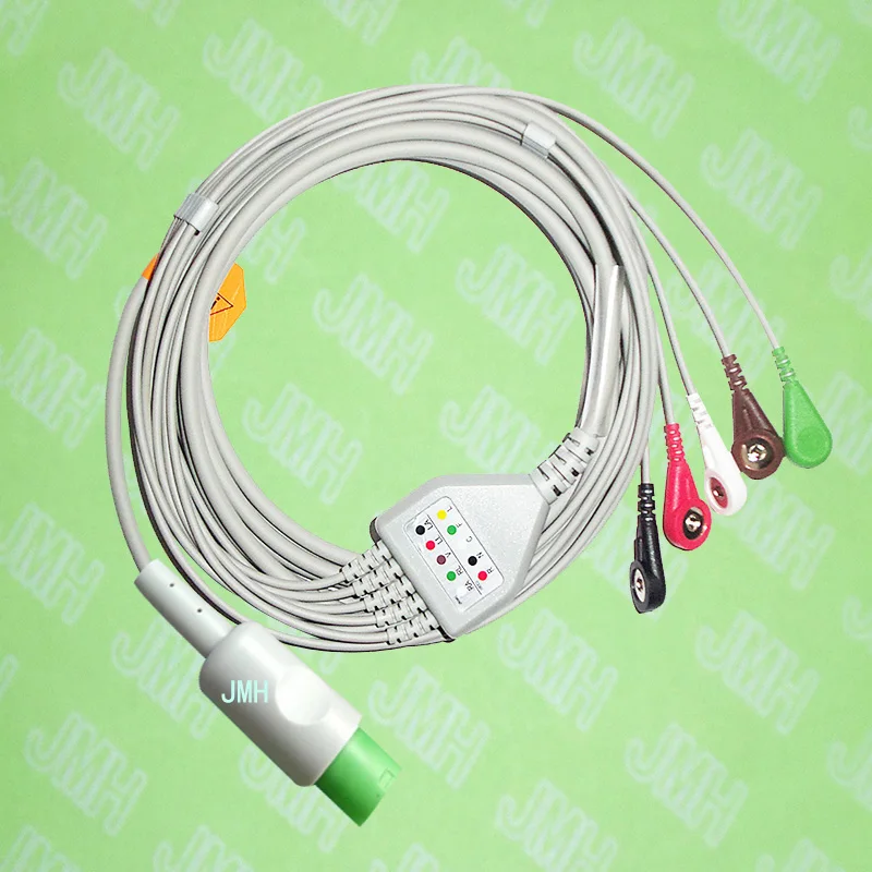 

Compatible with 10pin Hellige ECG Machine the one-piece 5 lead cable and snap leadwire,IEC or AHA.