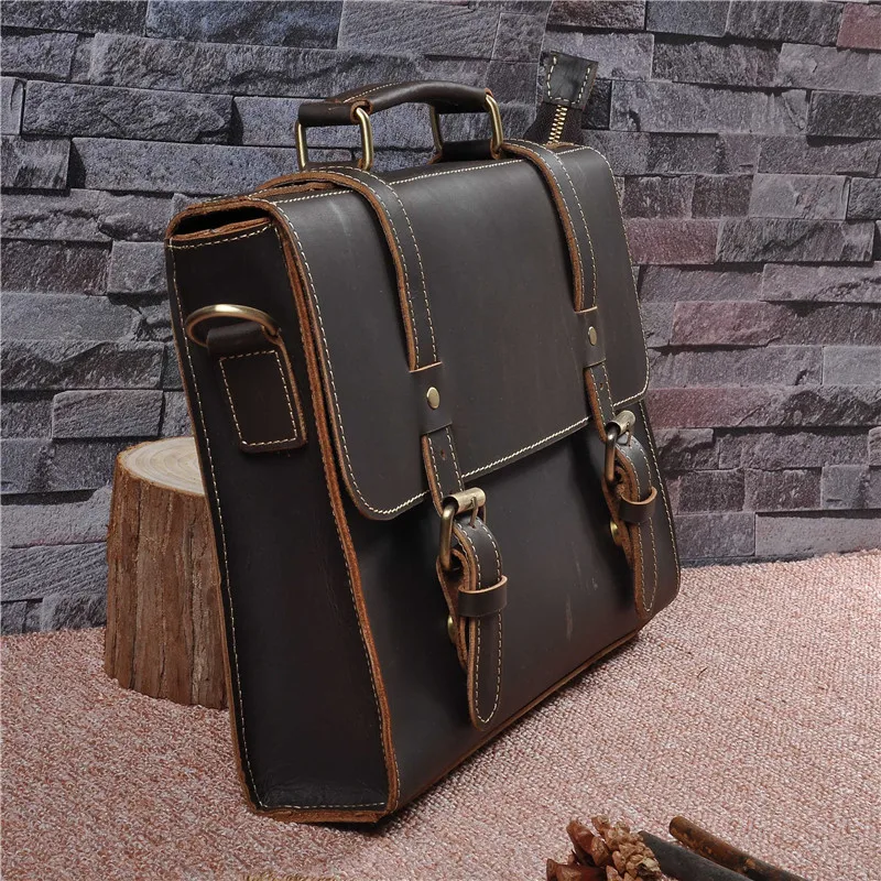 Мужской портфель сумки почтальонки из натуральной кожи через плечо для ноутбука