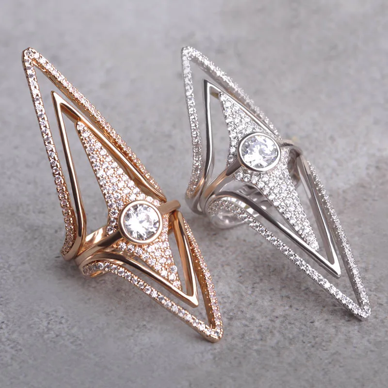 Уникальный Циркон Меди Длинный Кольцо Для Женщины Человек 18 К Золото Родий Aros