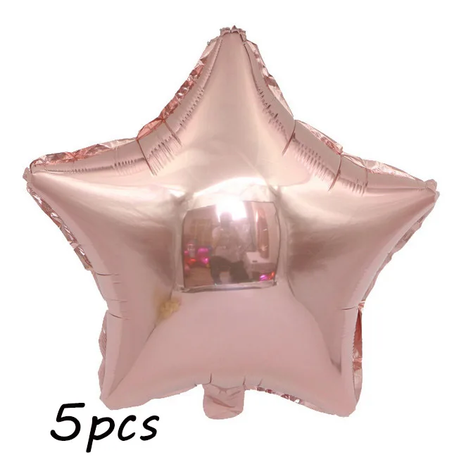 5pcs star 1 комплект 18 дюймов розовое золото Круглые фольгированные гелиевые шары надувной воздушный шар "Конфетти" Розовое золото вечерние украшения для свадьбы и дня рождения - Цвет: 5pcs star