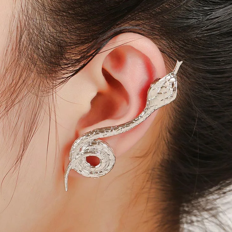 FY016 left silver 1 шт., модные циркониевые серьги, крылья ангела, змейка, левое правое ухо, хрустальные серьги, клипсы, манжеты, серьги, ювелирные изделия для женщин - Окраска металла: FY016 left silver