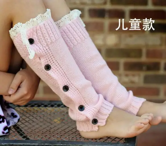 1 пара вязаные гетры с кружевом для маленьких девочек пуговицами можно носить как