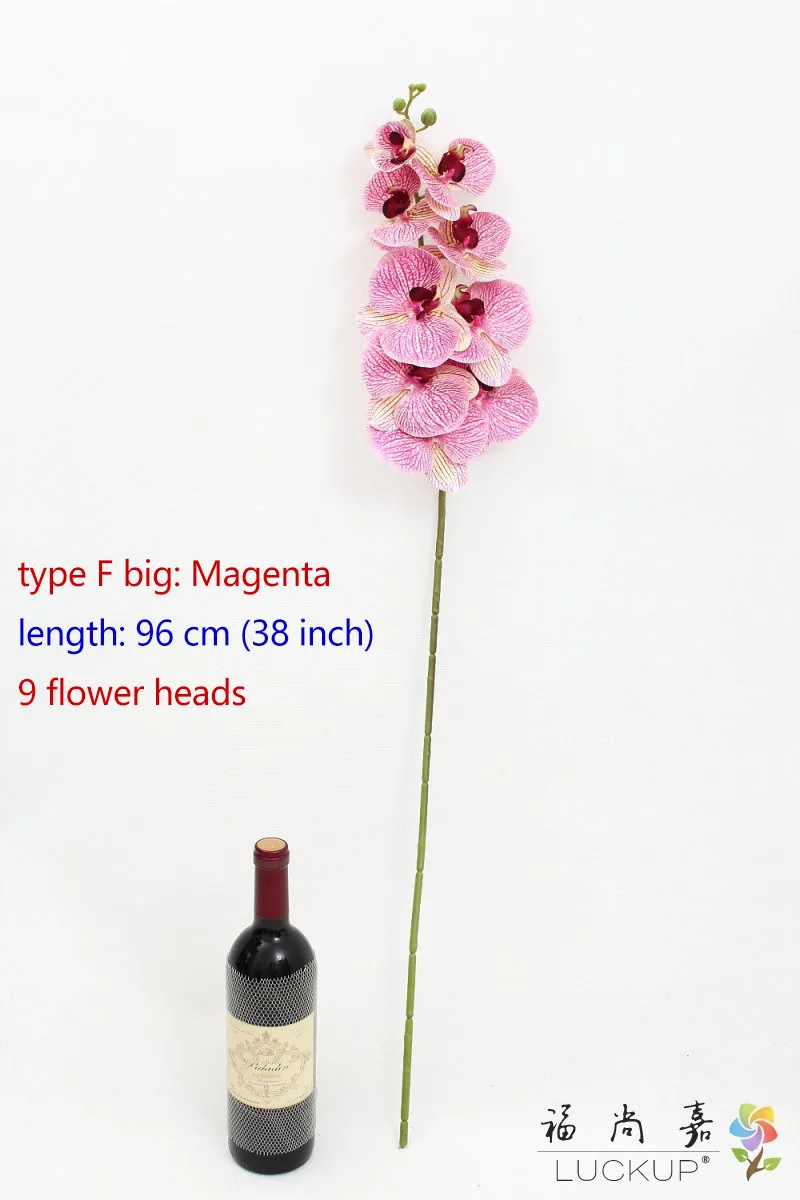 type F big Magenta 1 стволовых Шелковый Искусственный цветок Мотылек Орхидея Бабочка Орхидея для дом свадебное праздничное украшение 6 видов 12 Цветов F152 - Цвет: type F big Magenta
