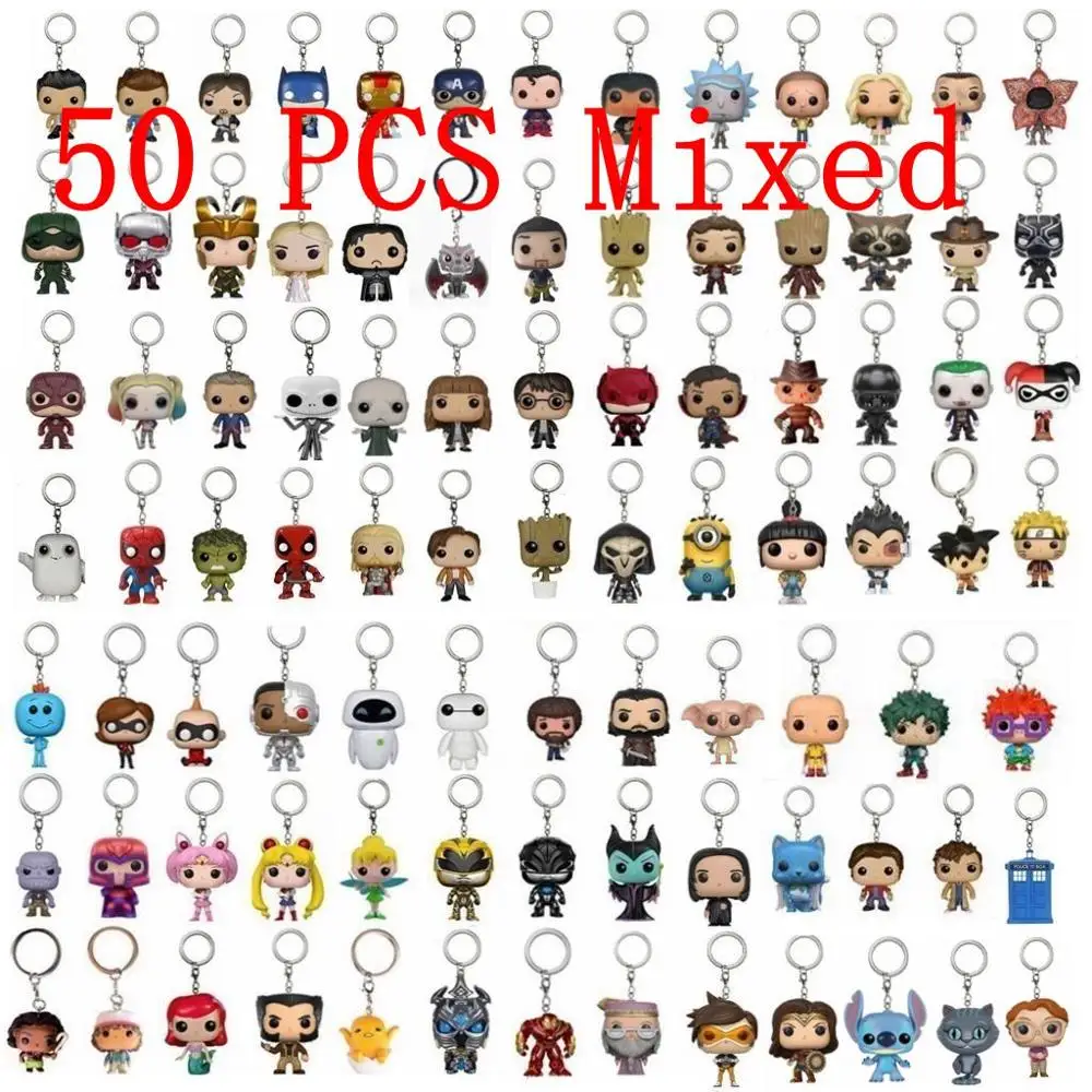 50 шт./лот Ходячие мертвецы Negan Friday 13th JASON VOORHEES Stranger Things barb stitch chessur фигурки брелок игрушки - Цвет: 50pcs random