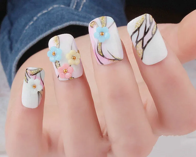 10 шт./пакет 3D нейл-арта декоративная наклейка для ногтей Kawaii Flower, «сделай сам» для ногтей, инструменты для укладки волос для маникюра