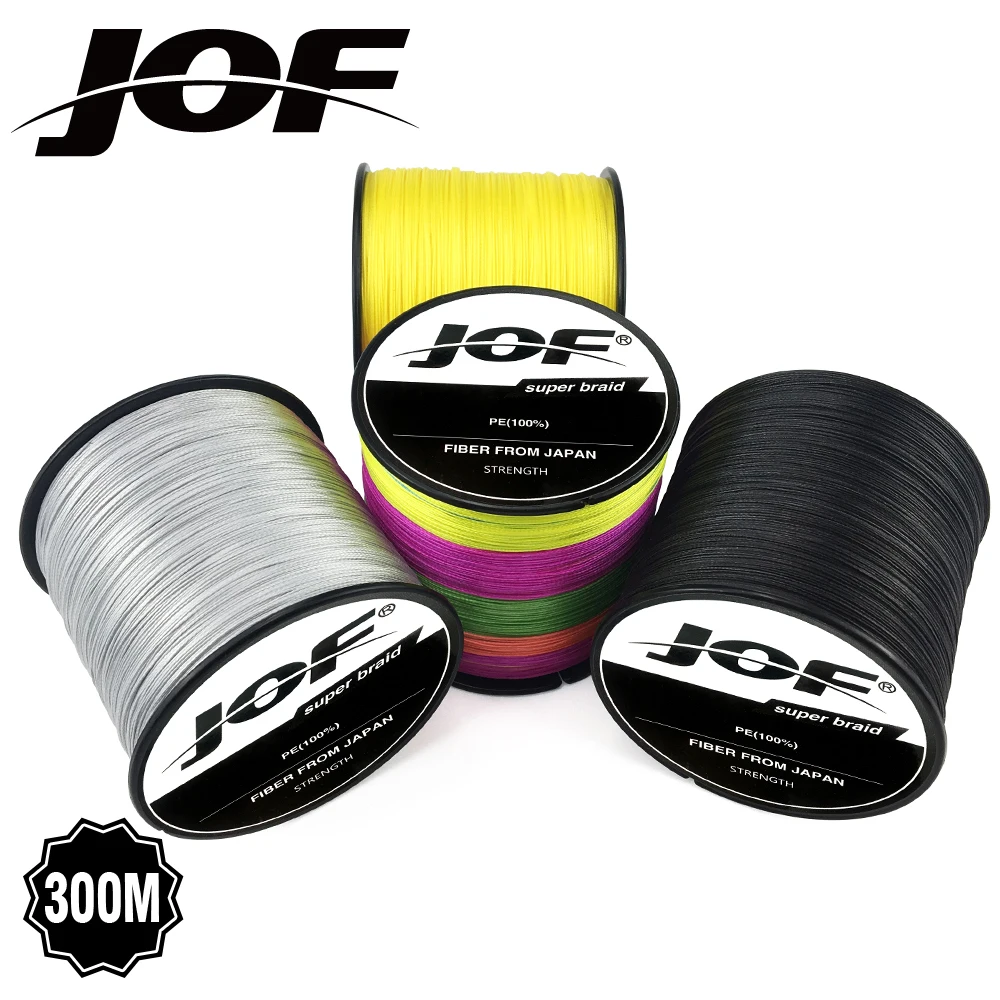JOF плетеная леска 300 м PE 4 нити 10 80 фунтов мультифиламентная для ловли карпа