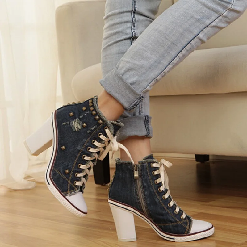 Женские джинсовые туфли на толстом высоком каблуке размеры 34 40|fashion heels|heels fashionthick