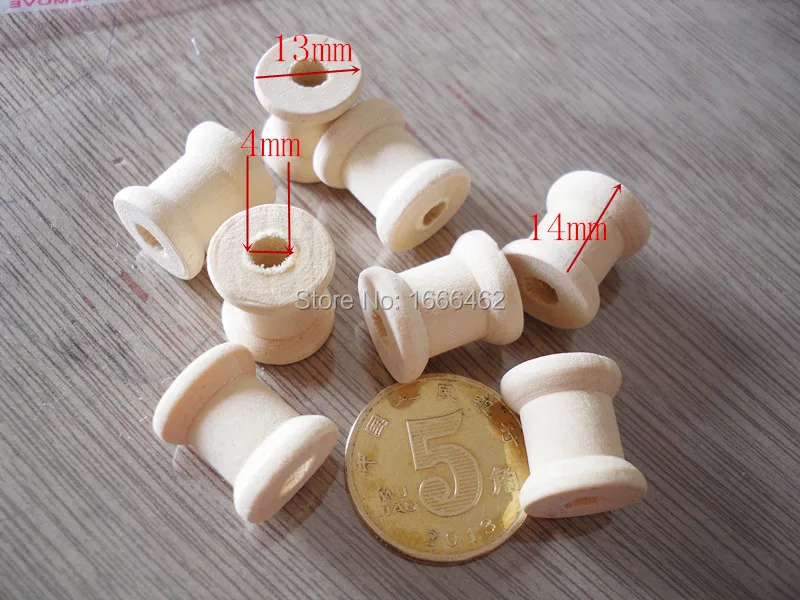 New 100PCs Empty Wooden Bobbin Spools For Thread Wire Natural Color Needlework 14mmx13mm | Дом и сад