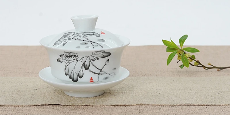Белый фарфоровый чайный сервиз gai wan, 1 чайный сервиз Gaiwan, 6 чашек, красивый и легкий чайный сервиз gaiwan, фарфоровый сервиз для путешествий, чайные сервизы из Китая