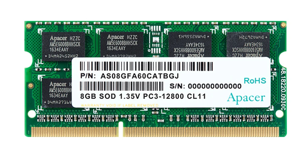 Оперативная память Apacer DDR3L 1600 ОЗУ 8 ГБ 4 Гб МГц Память DIMM для ноутбука с поддержкой