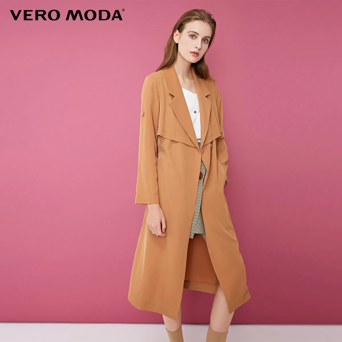 Chipmonk brown Vero Moda куртка женская О товаре задняя крышка с лацканами, шнуровка, высокие чистый Тренч | 318321541 - Цвет: Chipmonk brown