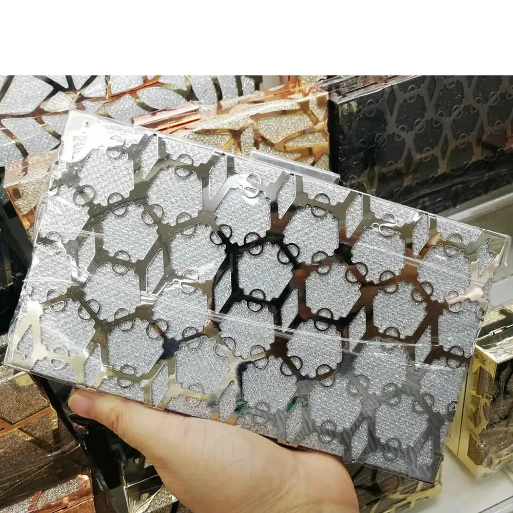 Silver Золотой металлический коробок сумки польский вечерние партии кошелек женский свадебный банкет ежедневные клатчи вечерний клатч - Цвет: Silver