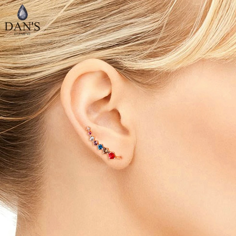 DAN'S ELEMENT Brand Multicolor Stud Earrings Silver/Rose Gold Color Fashion Jewelry For Women Wholesale Drop Shipping DEE527 | Украшения