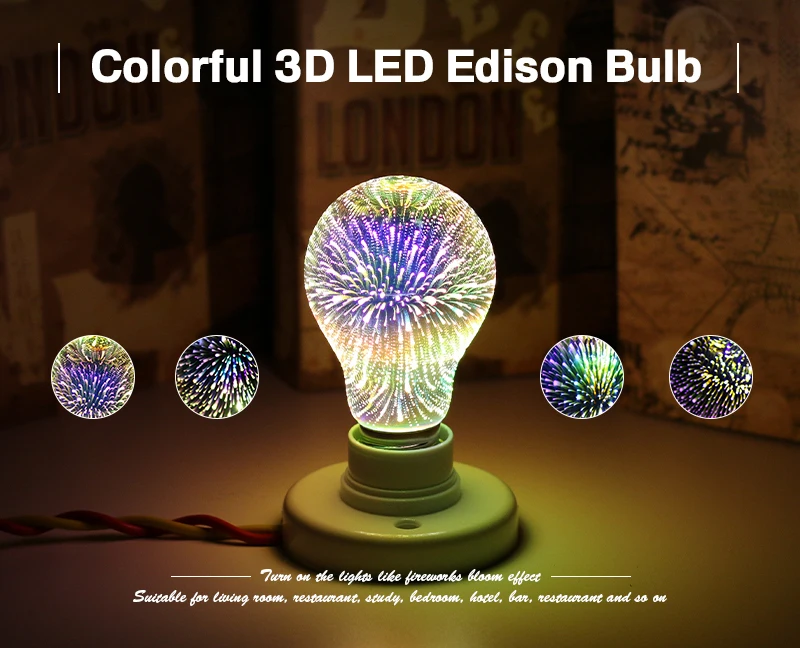 Светодиодный светильник лампы 3D лампы светодиодные украшения E27 4W 220-240V праздничный светильник s ST64 G95 G80 G125 A60 Новинка christmaslamp Lamparas