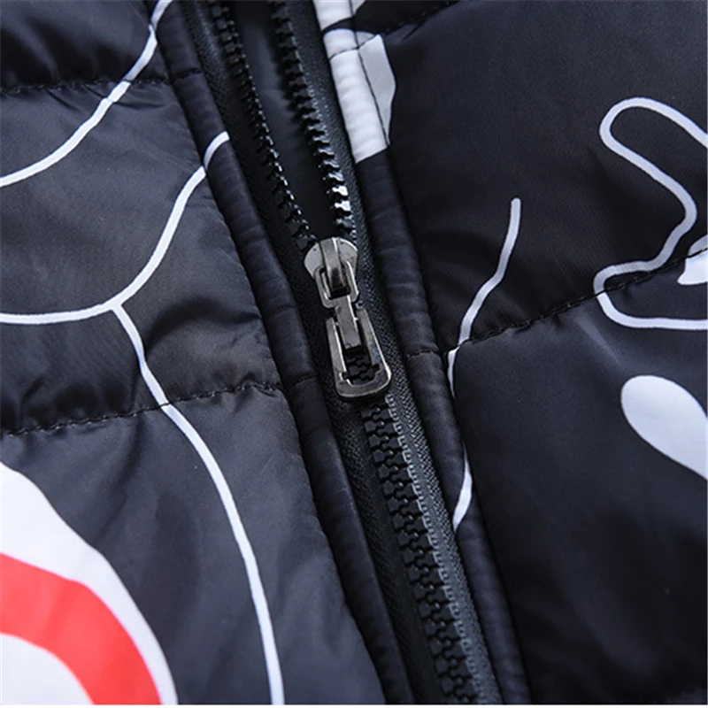 Модные зимние новые утепленные куртки Длинная Куртка с граффити для девочек