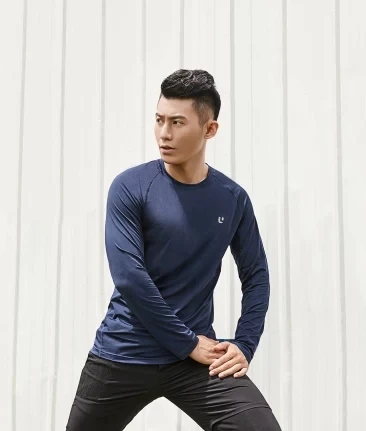 Xiaomi Uleemark Мужская Спортивная Футболка с круглым вырезом и длинным рукавом, облегающая теплая толстовка с высоким эластичным светоотражающим принтом