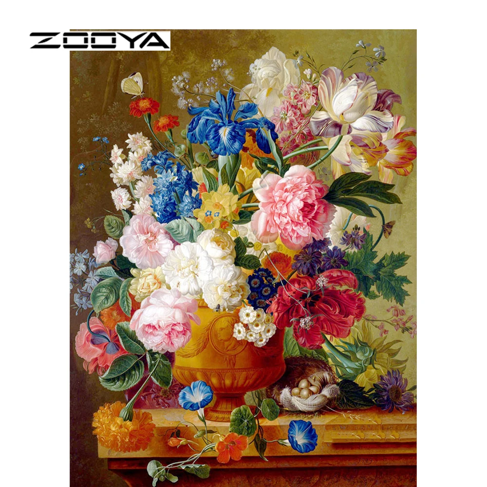 ZOOYA 3D Алмазная картина Полная площадь цветы DIY с домом Настенная Наклейка мозаика