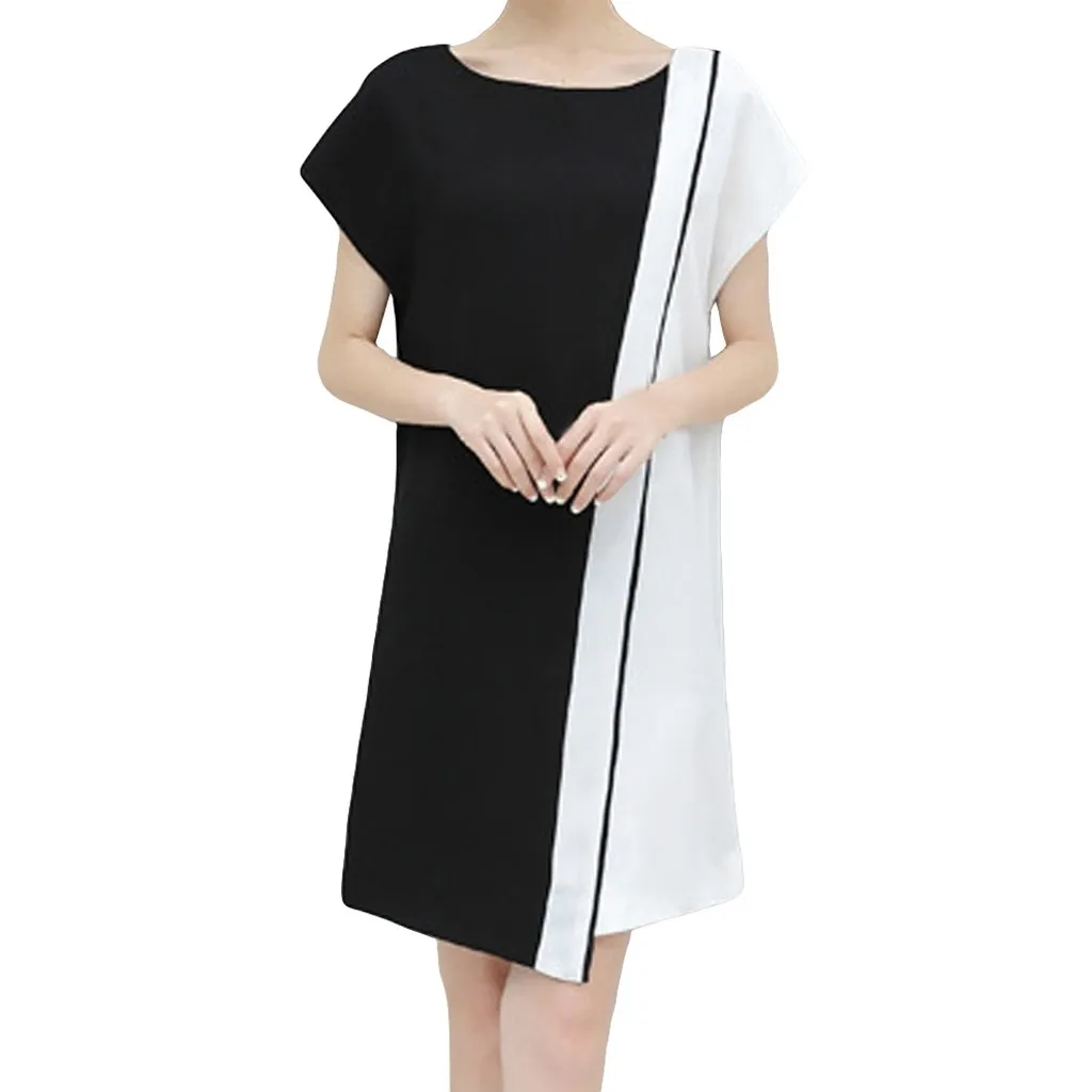 Женские деловые платья женское Деловое платье с поясом и круглым вырезом Платье