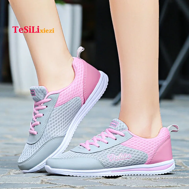 Дышащая сетчатая обувь на плоской подошве Женская Удобная дешевая повседневная