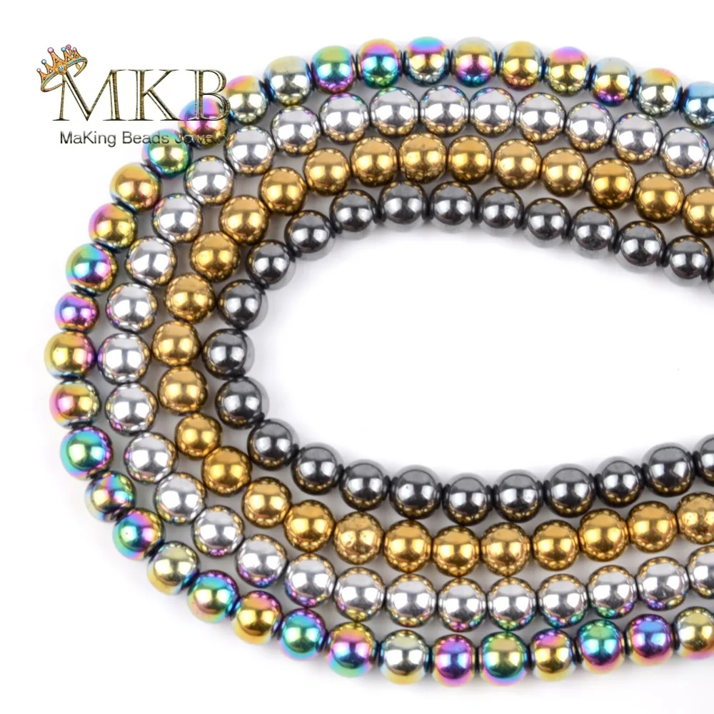 

Fashion Natural Stone Beads Assorted Hematite Round Beads For Jewelry Making 4/6/8/10mm Spacer Beads Fit Diy Bracelet Necklace