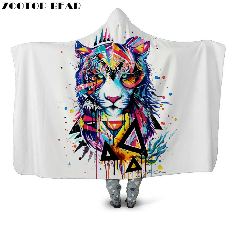 Животное с капюшоном одеяло носимые флисовые пледы одеяла бренд мода