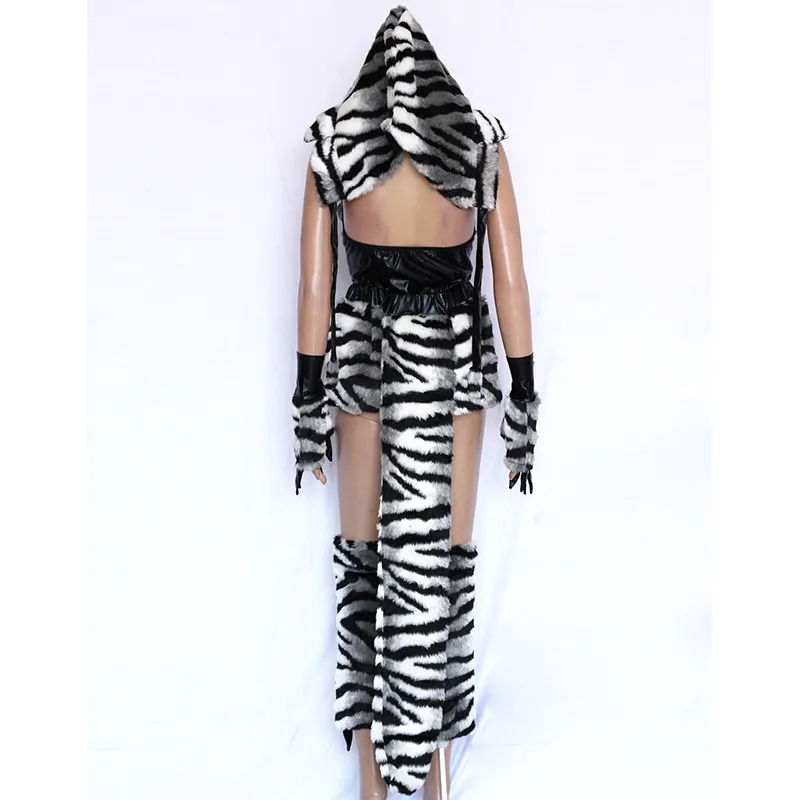 Женский костюм из искусственного меха на Хэллоуин роскошный тигра в виде
