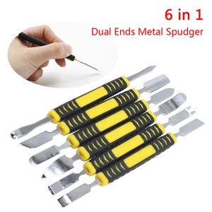 6 шт.лот металлический спуджер с двумя концами Набор для iPhone iPad Tablet мобильный телефон посторонних открытия набор инструментов для ремонта набор ручных инструментов