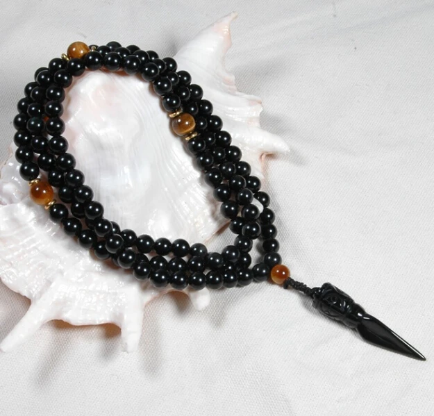 

Tibetan Mala Natural Rain Bow Obsiddian 108 Beads Mala Tibetan Buddhist Prayer Mala