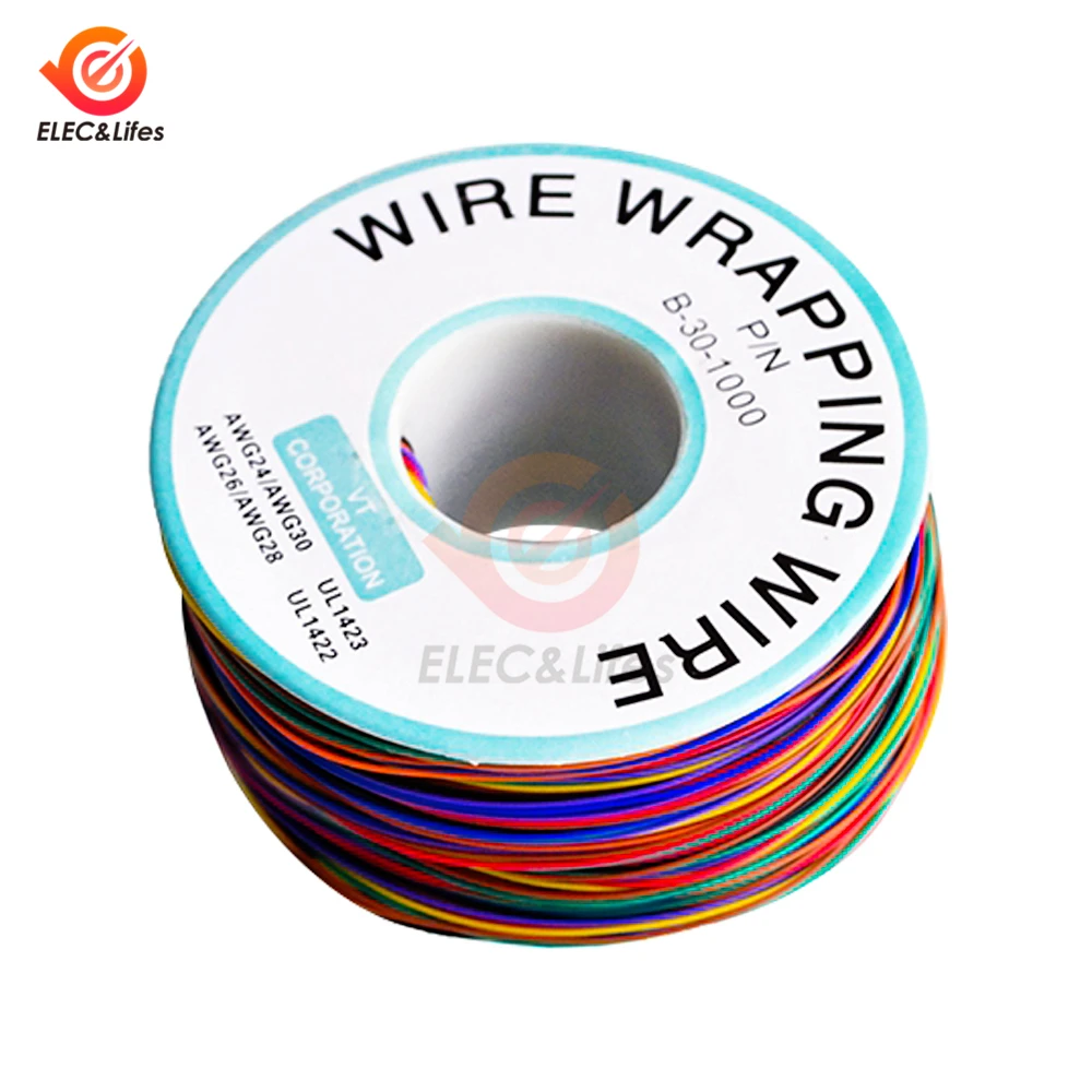 B-30-1000 UL1423 ПВХ изоляционная линия цветная 30 AWG авиационный кабель P/N печатной платы перемычка провода Упаковка 0,25 мм луженая медная проволока