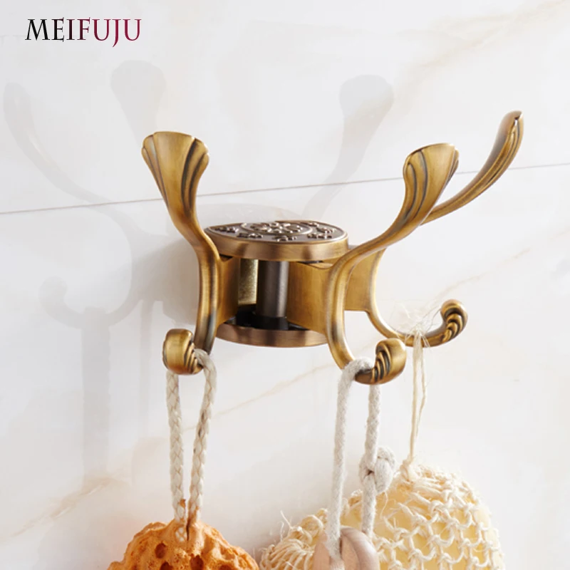 Новый дизайн вращающиеся тройные Крючки Золотая настенная вешалка для одежды