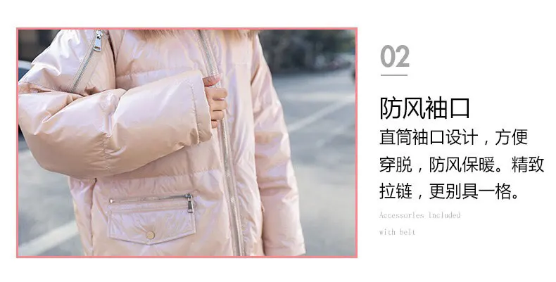 Winter Down Coat Women Hooded Natural Raccoon Large Fur Collar 90% White Duck Down Jacket Female Thick Warm Long Jacket Parkas