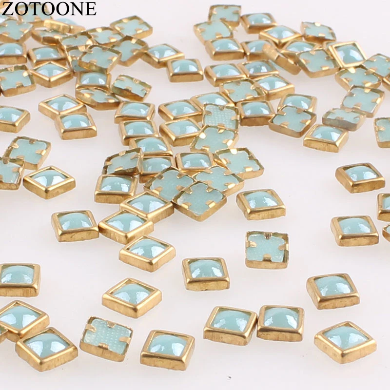 ZOTOONE 50PCS 4X4MM Wrapping Glue On Rhinestones For Clothes Nails Art DIY Flatback Sewing Accessory Sticker | Дом и сад