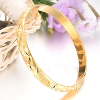 stamped openable bangle 8k yellow gold gp womens bracelet fashion jewelry 60mm