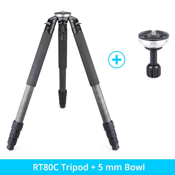 RT80C 20 кг нагрузки Профессиональный карбоновый DSLR камера Поддержка Стенд штатив с жидкой головкой вариант для свадебной фотосессии фотографа - Цвет: RT80CAddBowl
