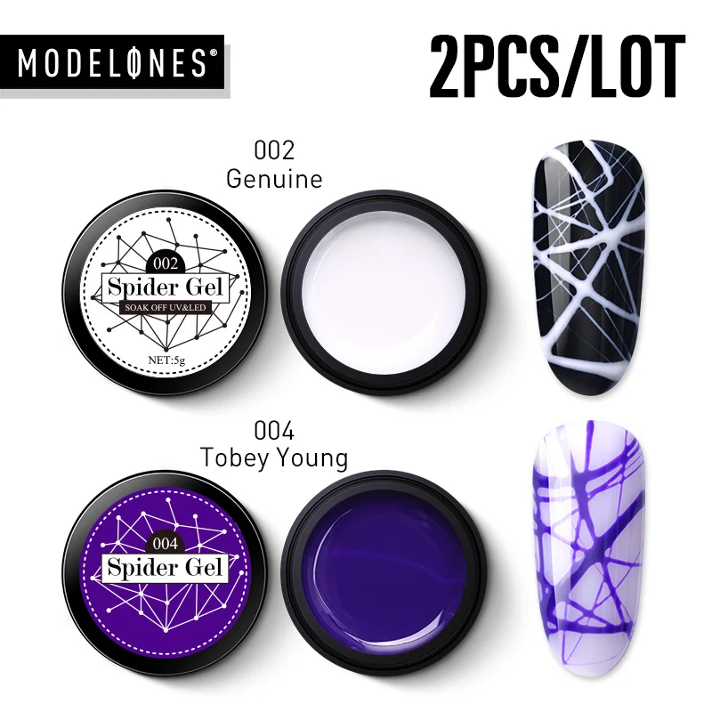 Modelones 2 шт./лот паук гель живопись УФ-лак для ногтей набор Замачивание Полупостоянный рисунок светодиодная эмаль длительный паук лак - Цвет: 5