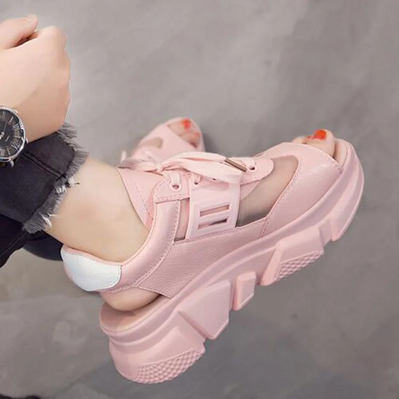 Женские повседневные туфли на платформе 5 см босоножки толстой подошве удобные