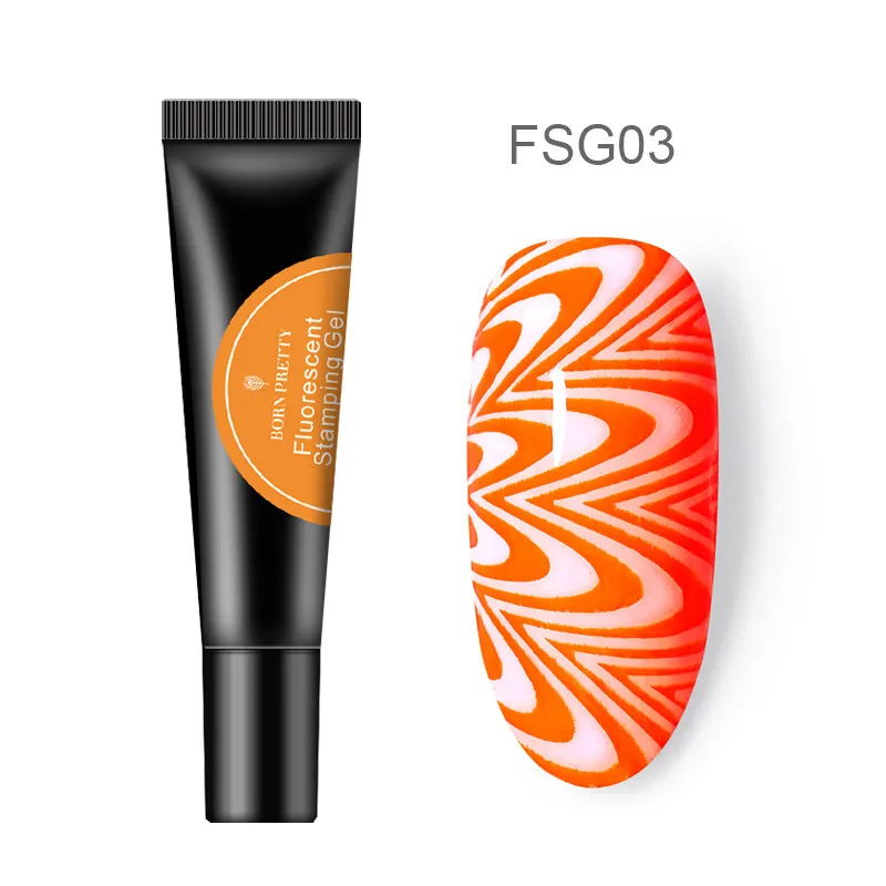 FSG03 От BORN PRETTY-8 мл неоновая Люминесцентная штамповка Гель-лак для ногтей штамп плиты био-Гели Soak Off УФ гель-Лаки Пелл Off, необходимые для ногтей "сделай сам" - Цвет: FSG03