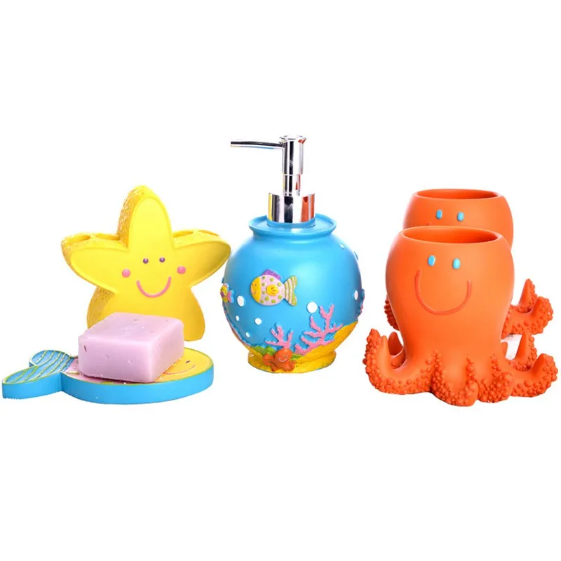 Мультяшный дозатор для мыла в морском стиле из смолы держатель зубных щеток