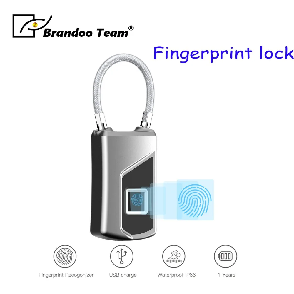 Brandoo USB Перезаряжаемые Smart Keyless Отпечатков пальцев замок IP66 Водонепроницаемый