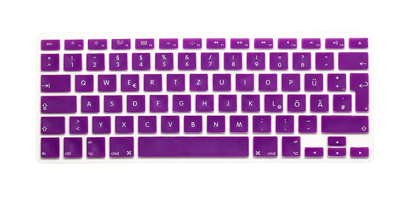 Purple HRH водонепроницаемый немецкий язык ЕС/Великобритания Силиконовый чехол для клавиатуры защита кожи для Macbook Air Pro retina 13 15 17 - Цвет: Purple