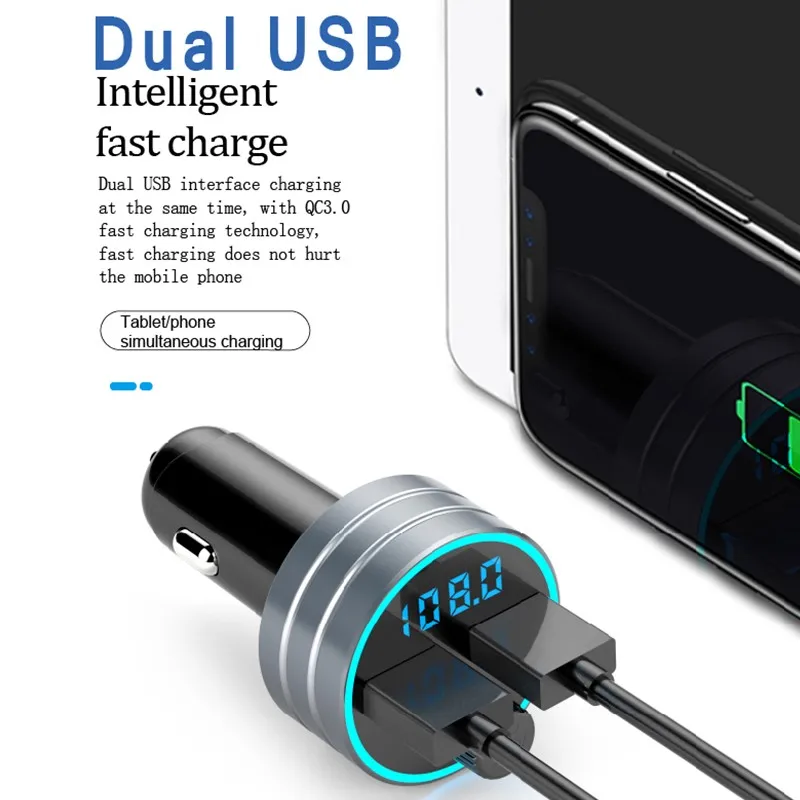 Автомобильный FM передатчик mp3 плеер Bluetooth беспроводной двойной USB мобильный