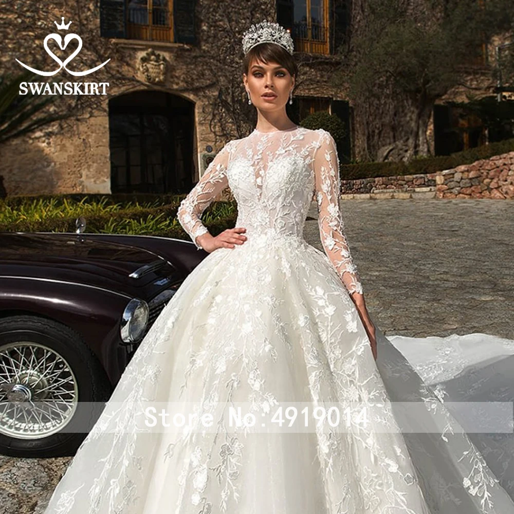 Роскошное Свадебное платье Swanskirt с длинным рукавом модель 2020 года бальное