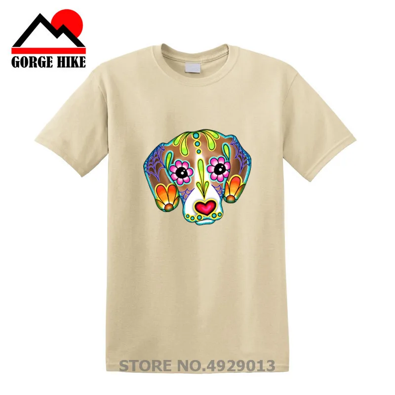Мужская футболка с коротким рукавом Beagle Day of the Dead Sugar Skull Dog футболки размера плюс