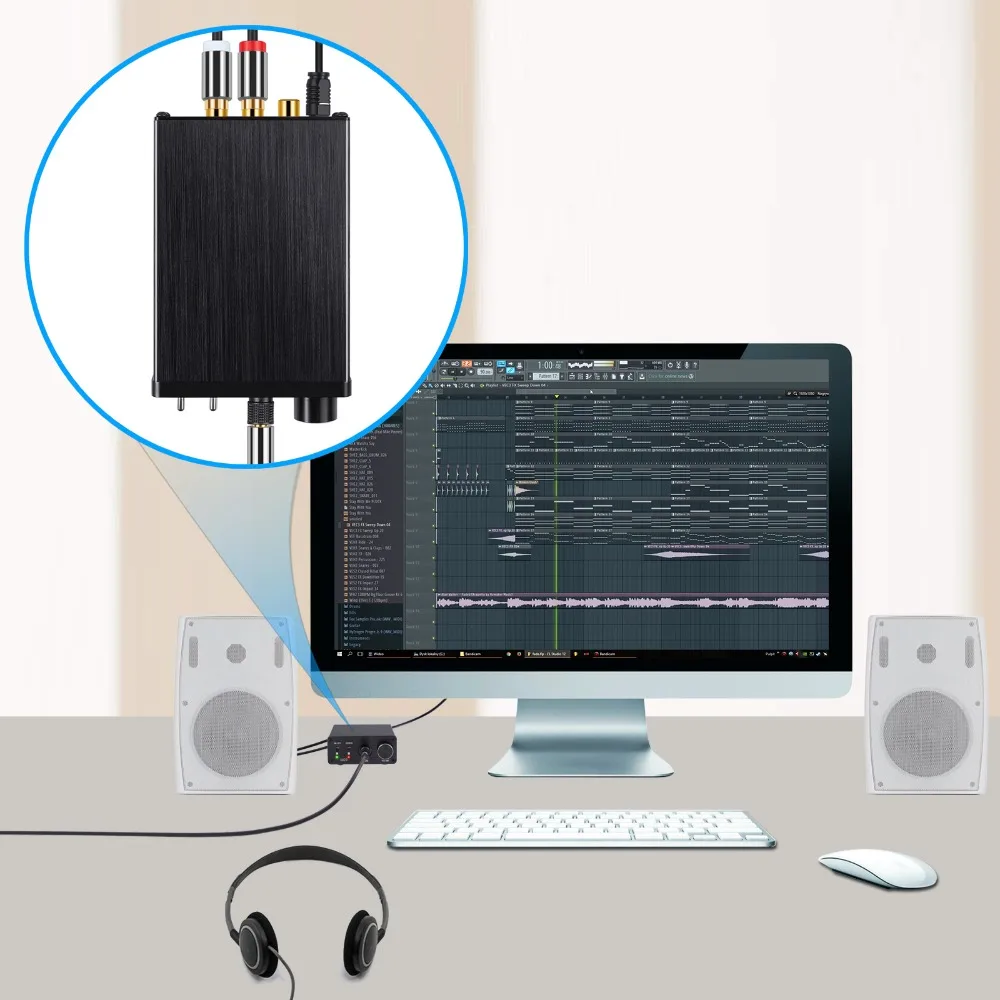 ESYNiC цифро-аналоговый аудио конвертер с HiFi усилитель для наушников коаксиальный SPDIF Toslink к L/R RCA аудио адаптер 192 кГц ЦАП