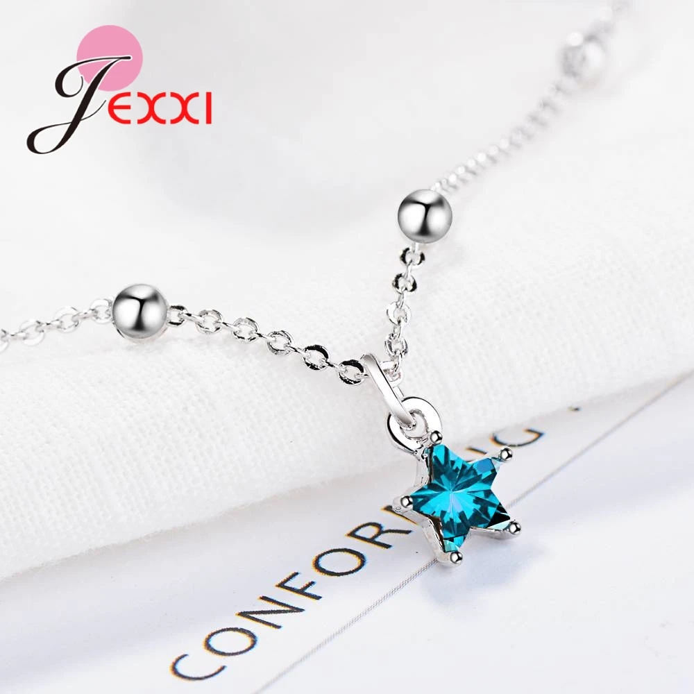 New Summer Elegent Simple Temperament Star 925 Sterling Silver Blue Cubic Zirconia Bracelet For Women Wedding Party Gift | Украшения и