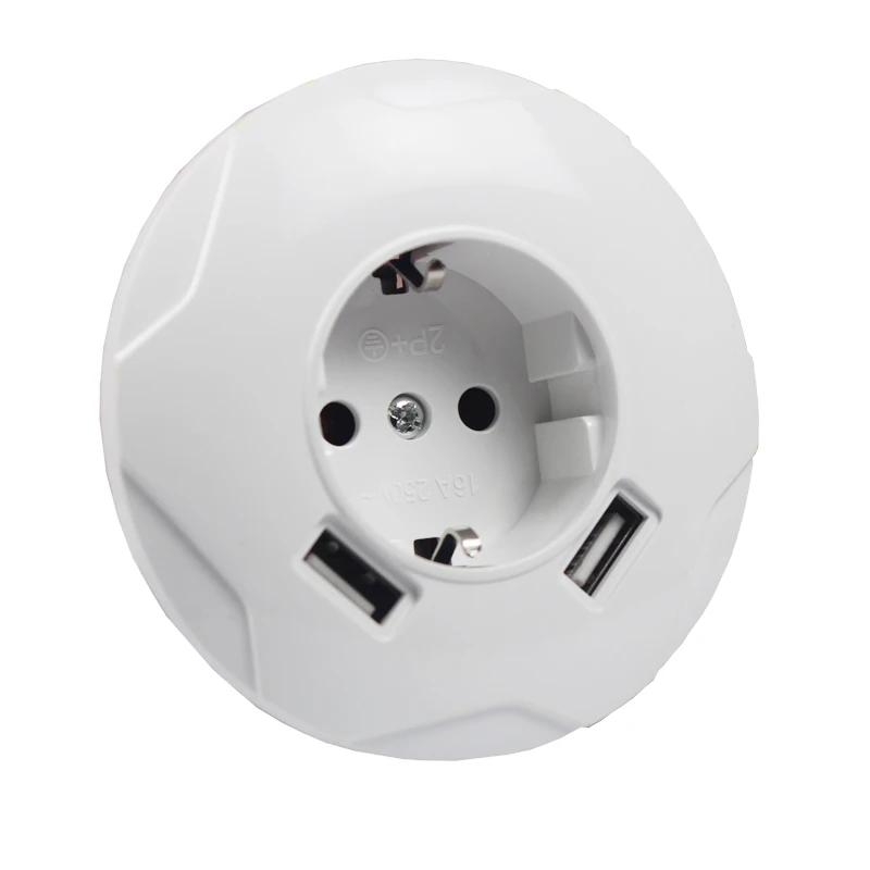 new style USB Wall Socket Free shipping Double USB Port 5V 2A pared prise electrique prise usb murale steckdose FC-01